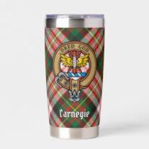 Clan Carnegie Crest over Dress Tartan Insulated Tumbler