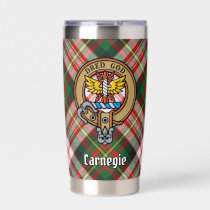 Clan Carnegie Crest over Dress Tartan Insulated Tumbler