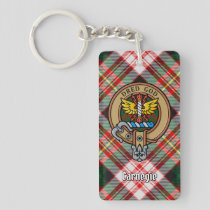 Clan Carnegie Crest over Dress Tartan Keychain