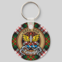 Clan Carnegie Crest over Dress Tartan Keychain