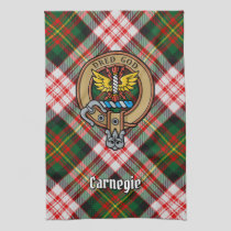 Clan Carnegie Crest over Dress Tartan Kitchen Towel