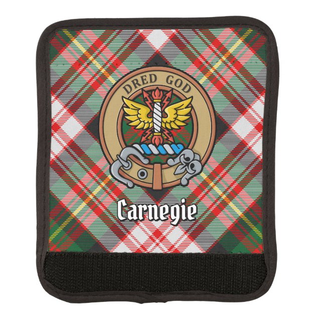 Clan Carnegie Crest over Dress Tartan Luggage Handle Wrap (Front)