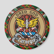 Clan Carnegie Crest over Dress Tartan Magnet