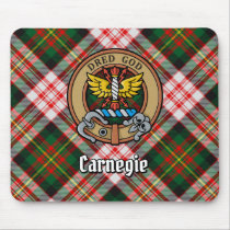 Clan Carnegie Crest over Dress Tartan Mouse Pad