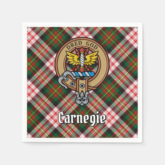 Clan Carnegie Crest over Dress Tartan Napkins (Front)
