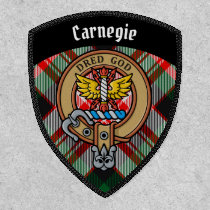 Clan Carnegie Crest over Dress Tartan Patch