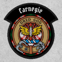 Clan Carnegie Crest over Dress Tartan Patch