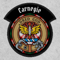 Clan Carnegie Crest over Dress Tartan Patch