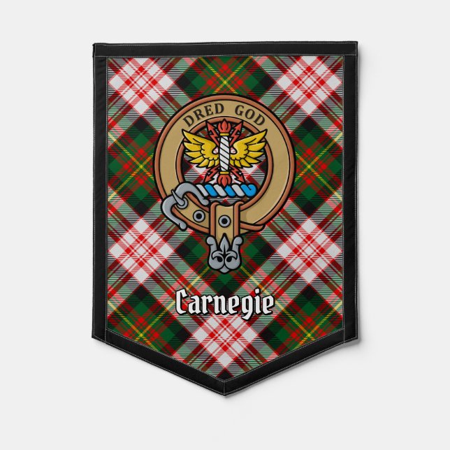 Clan Carnegie Crest over Dress Tartan Pennant (Front)
