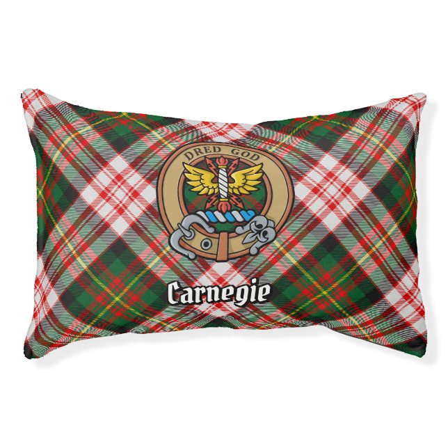 Clan Carnegie Crest over Dress Tartan Pet Bed (Front)