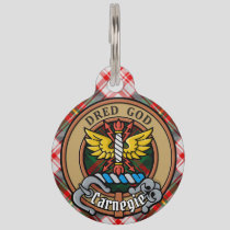 Clan Carnegie Crest over Dress Tartan Pet ID Tag