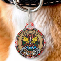 Clan Carnegie Crest over Dress Tartan Pet ID Tag