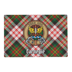 Clan Carnegie Crest over Dress Tartan Placemat