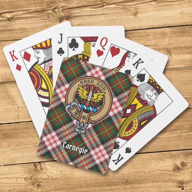 Clan Carnegie Crest over Dress Tartan Poker Cards (Creator Uploaded)