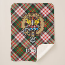 Clan Carnegie Crest over Dress Tartan Sherpa Blanket