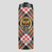 Clan Carnegie Crest over Dress Tartan Thermal Tumbler