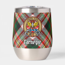 Clan Carnegie Crest over Dress Tartan Thermal Wine Tumbler
