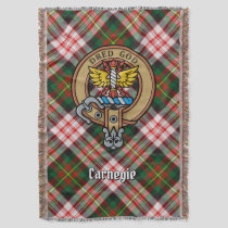 Clan Carnegie Crest over Dress Tartan Throw Blanket