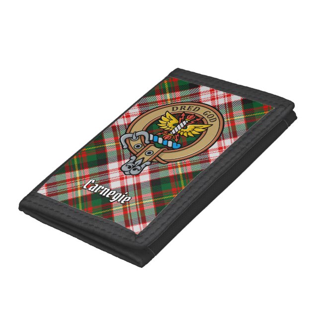 Clan Carnegie Crest over Dress Tartan Trifold Wallet (Bottom)