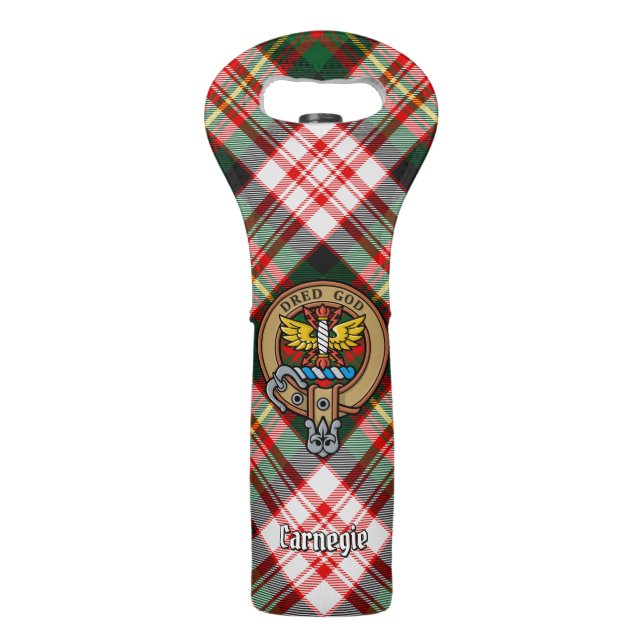 Clan Carnegie Crest over Dress Tartan Wine Bag (Front)