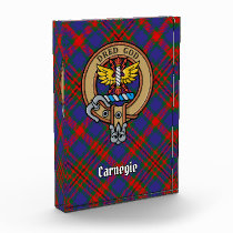 Clan Carnegie Crest over Tartan Acrylic Award