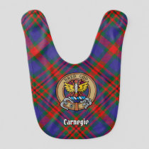 Clan Carnegie Crest over Tartan Baby Bib