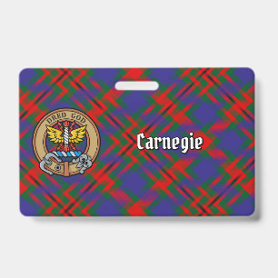 Clan Carnegie Crest over Tartan Badge
