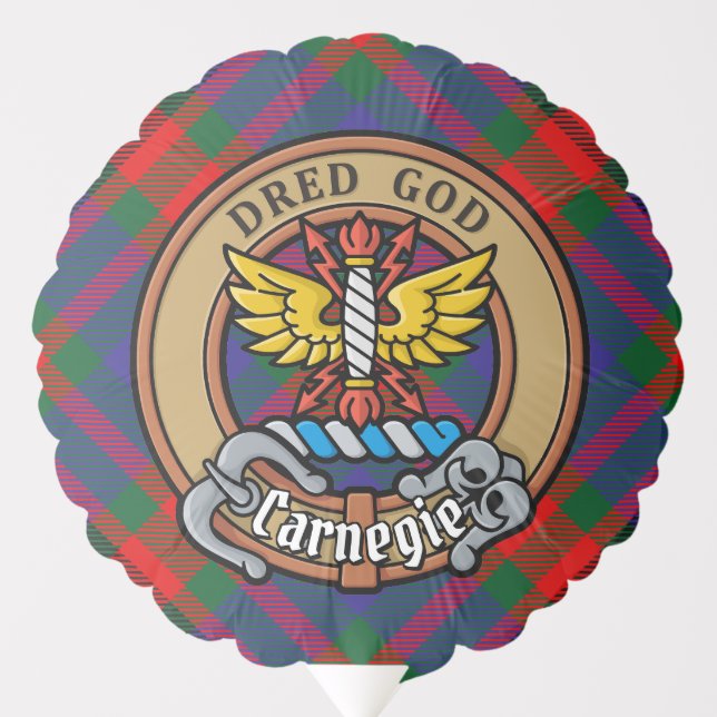 Clan Carnegie Crest over Tartan Balloon (Front)
