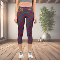 Clan Carnegie Crest over Tartan Capri Leggings