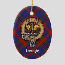 Clan Carnegie Crest over Tartan Ceramic Ornament