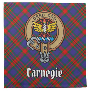 Clan Carnegie Crest over Tartan Cloth Napkin