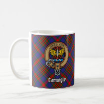 Clan Carnegie Crest over Tartan Coffee Mug