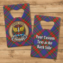 Clan Carnegie Crest over Tartan Credit Card Bottle Opener
