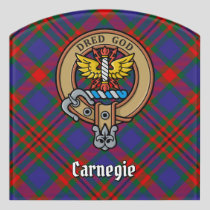 Clan Carnegie Crest over Tartan Door Sign