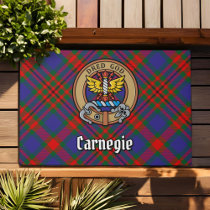 Clan Carnegie Crest over Tartan Doormat