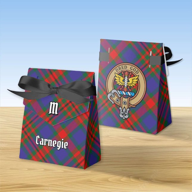 Clan Carnegie Crest over Tartan Favor Boxes (Creator Uploaded)