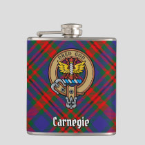 Clan Carnegie Crest over Tartan Flask