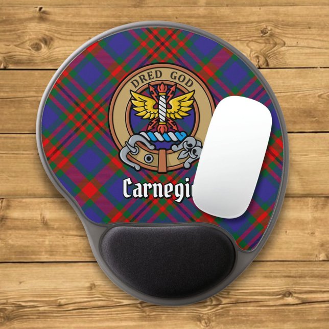 Clan Carnegie Crest over Tartan Gel Mouse Pad (Creator Uploaded)