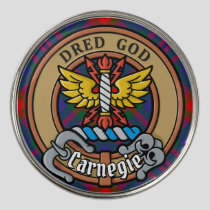 Clan Carnegie Crest over Tartan Golf Ball Marker
