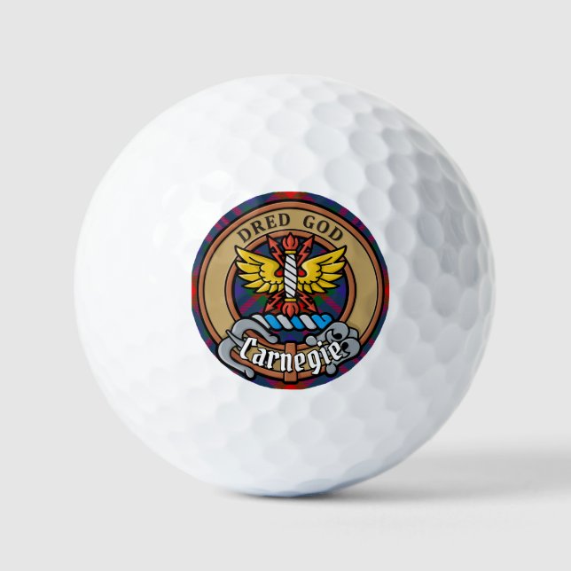Clan Carnegie Crest over Tartan Golf Balls (Front)