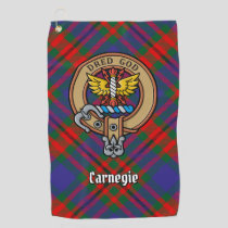 Clan Carnegie Crest over Tartan Golf Towel