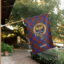 Clan Carnegie Crest over Tartan House Flag