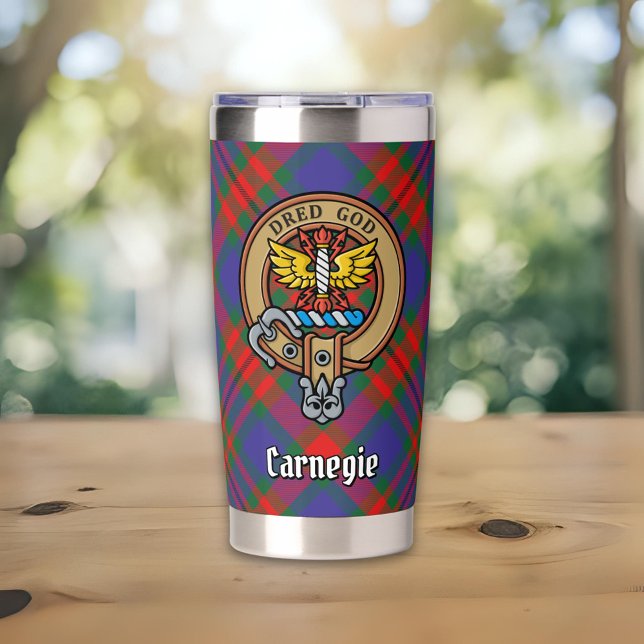 Clan Carnegie Crest over Tartan Insulated Tumbler (Creator Uploaded)