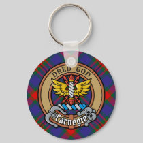 Clan Carnegie Crest over Tartan Keychain