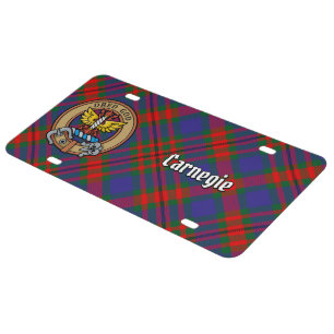 Clan Carnegie Crest over Tartan License Plate
