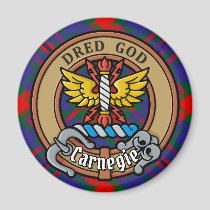 Clan Carnegie Crest over Tartan Magnet