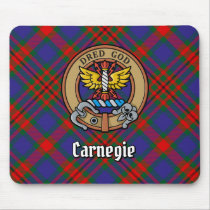 Clan Carnegie Crest over Tartan Mouse Pad