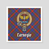 Clan Carnegie Crest over Tartan Napkins