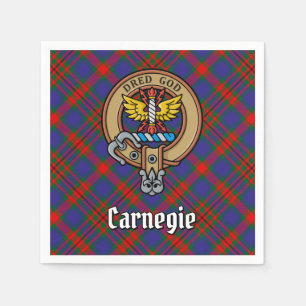Clan Carnegie Crest over Tartan Napkins