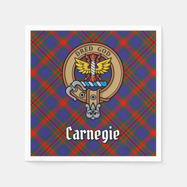 Clan Carnegie Crest over Tartan Napkins (Front)